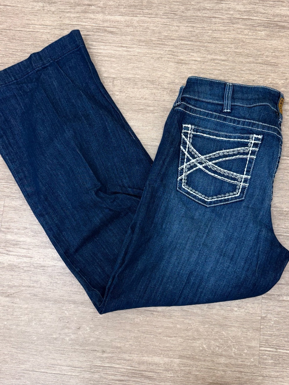 Ariat Dark Blue Flare Jeans with White Contrast Back Stitching